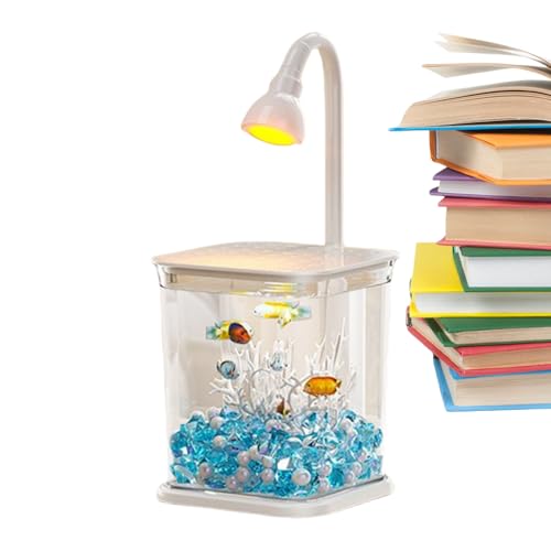 Betta Aquarium mit integrierter LED-Beleuchtung | Glasaquarien mit Filtern | Betta Fish Aquarium Beleuchtung | Wasserschale für die Landschaftsgestaltung im Büro von Genérico