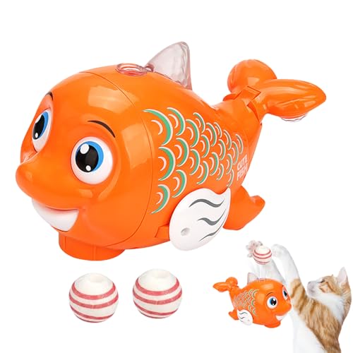 Bewegliches Katzenspielzeug, automatisches Katzenspielzeug, automatischer Rollball für Indoor-Katzen mit Musik und Lichtern, niedlicher Fisch zum Gehen, Bewegung, Kätzchen-Spielzeug Bewegliches Katzenspielzeug, automatisches Katzenspielzeug, automatischer Rollball für Indoor-Katzen mit Musik und Lichtern, niedlicher Fisch zum Gehen, Bewegung, Kätzchen-Spielzeug von Genérico