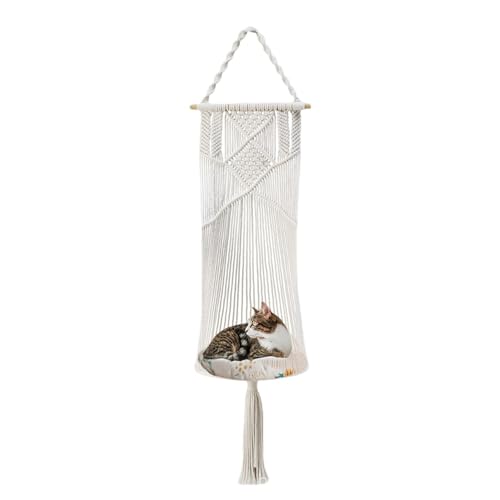 Boho-Katzenschaukelbett, Hängematte für Katzen, multifunktionale Makramee-Hängematte für Haustiere, handgewebtes Baumwollseil, Hängematte für Kätzchen und J von Genérico