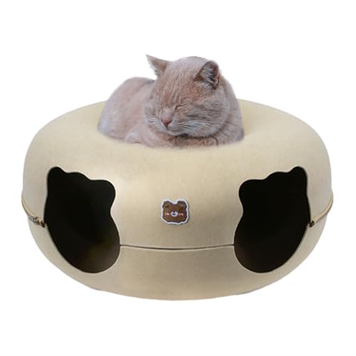 Cat Donut Tunnelbett Hideaway, weiches Katzenbett, Donuthöhle, wendbares Haustierbett mit atmungsaktivem Design, bequem und spielend, eine große Filzhöhle für Kaninchen und Kätzchen von Genérico