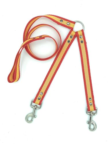 Doppelte Hundeleine aus Nylon mit spanischer Flagge, 126 cm, Breite 2,5 cm, 2 Karabiner Doppelte Hundeleine aus Nylon mit spanischer Flagge, 126 cm, Breite 2,5 cm, 2 Karabiner von Genérico