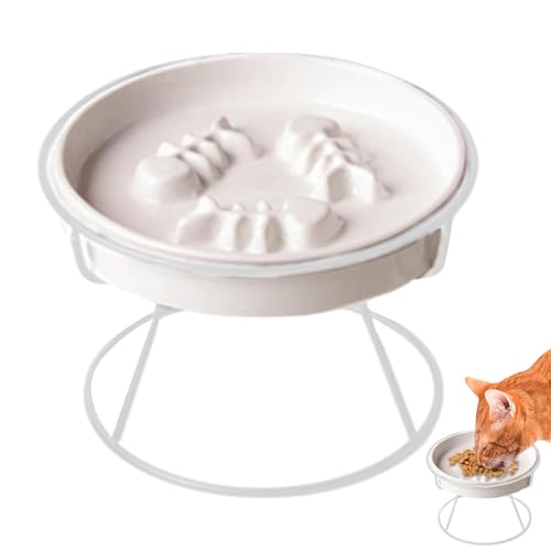 Erhöhter Katzenschüssel mit langsamem Füttern, erhöhter Katzenschüssel aus Keramik, langsame Fütterung, Katzenschüssel mit Ständer, erhöhte Katzenschüsseln, Futternapf für Katzen von Genérico