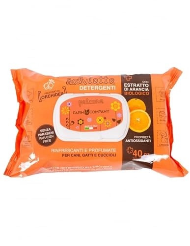 Genérico FarmCompany Reinigungstücher | 5 x 40 Stück | verschiedene Düfte | geeignet für Hunde, Katzen und Welpen (Bio-Orangenextrakt und Orchidee) von Genérico