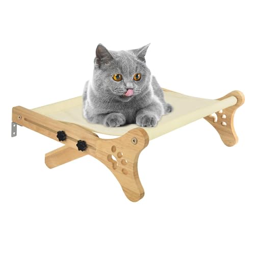 Genérico Hängematte für Katzen, erhöhtes Bett für Katzen, Katzenfenster, Hängematte aus Holz, an der Wand, für Katze auf der Fensterbank, Wandregale für Genérico Hängematte für Katzen, erhöhtes Bett für Katzen, Katzenfenster, Hängematte aus Holz, an der Wand, für Katze auf der Fensterbank, Wandregale für von Genérico