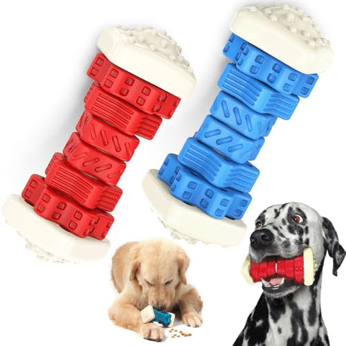 Genérico Hundespielzeug, unverwüstliches Hundespielzeug, Anti-Stress-Hund, Kauspielzeug, Reinigung, 2-in-1 Zahnreinigung, Anti-Stress-Spielzeug, Knochenform (blau) von Genérico