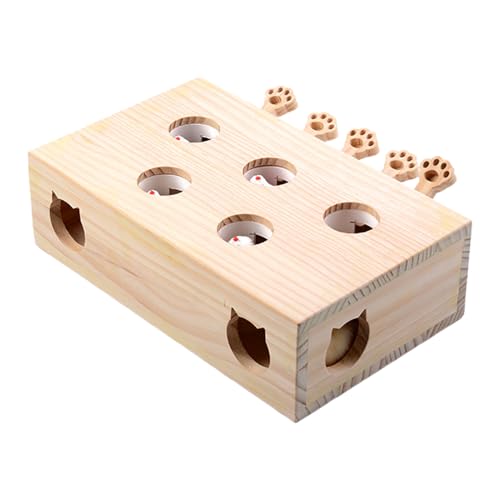Genérico Interaktives Spielzeug für Interaktives Spielzeug | Interaktive Box aus Massivholz für Kätzchen Whack Mole, Trainingsspielzeug für Mäuse und Spielzeug Genérico Interaktives Spielzeug für Interaktives Spielzeug | Interaktive Box aus Massivholz für Kätzchen Whack Mole, Trainingsspielzeug für Mäuse und Spielzeug von Genérico