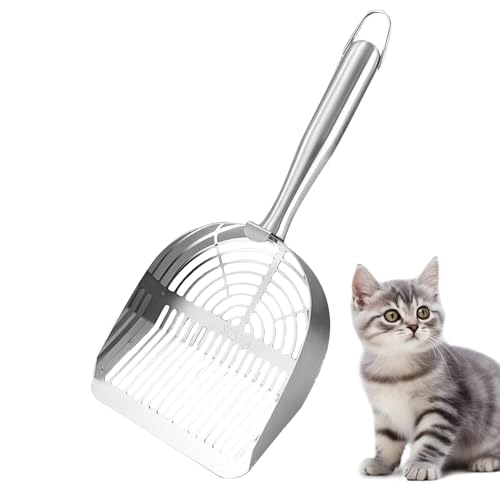 Genérico Scooper für Litterie, Edelstahlkelle für Katzen, Scooper Edelstahl, ergonomische Führung, Kiesschaufel, Sektsieb Genérico Scooper für Litterie, Edelstahlkelle für Katzen, Scooper Edelstahl, ergonomische Führung, Kiesschaufel, Sektsieb von Genérico
