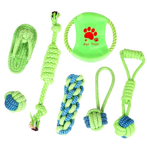 Generico Set mit 7 Seilen für Hunde, Katzen, Haustiere, unzerstörbar, Baumwolle, Kauen, Training, verschiedene Größen, interaktiv, strapazierfähig, waschbar von Generico