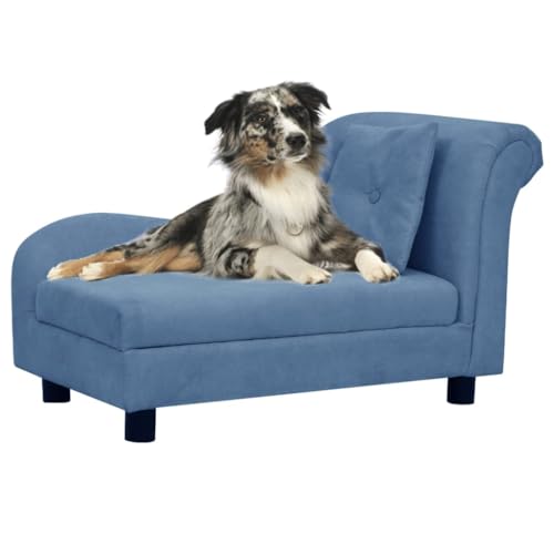 Genérico Wenjingqi-171104 Hundesofa mit Kissen, blau, Plüsch, 83 x 44 x 44 cm von Genérico