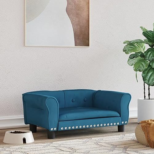 Genérico Wenjingqi-171824 Hundebett aus blauem Samt, 70 x 45 x 30 cm Genérico Wenjingqi-171824 Hundebett aus blauem Samt, 70 x 45 x 30 cm von Genérico