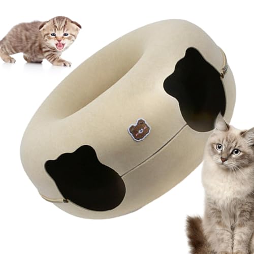 Großer runder Tunnel für Katzen, Katzenhöhle und Filzbett für Katzen, Versteck für Katzen, große runde Höhle für Katzen, kleine Haustiere, Kaninchen, Kätzchen, Nickerchen und von Genérico