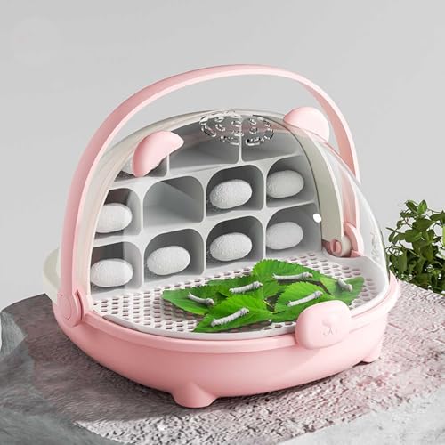 Habitat Tragbarer Seidenwürmer mit Wachstumskapsel, transparente Box für die Zucht von Schlangen und Reptilien, mit Griff und großem Platz (Rosa) von Genérico