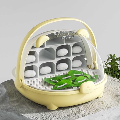 Habitat für Seidenwürmer, tragbar, mit Wachstumskapsel, transparente Box für die Zucht von Schlangen und Reptilien, mit Griff und großem Platz (gelb) von Genérico