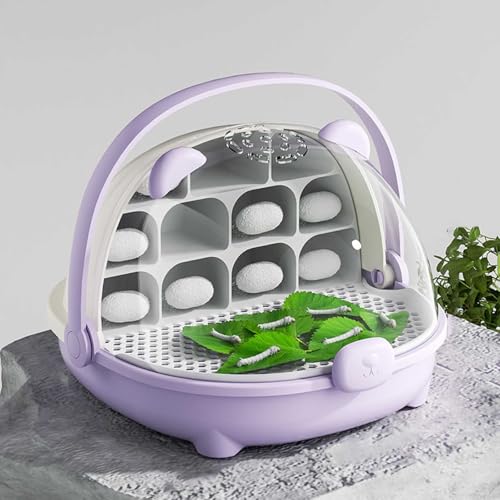 Habitat für Seidenwürmer, tragbar, mit Wachstumskapsel, transparente Box für die Zucht von Schlangen und Reptilien, mit Griff und großem Platz (lila) von Genérico
