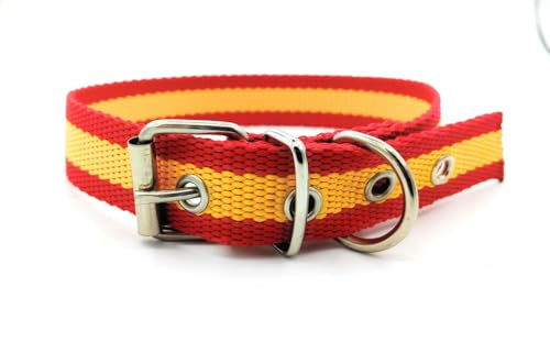 Hundehalsband mit spanischer Flagge, Nylon, 30 cm x 2 cm, Rot und Gelb von Genérico