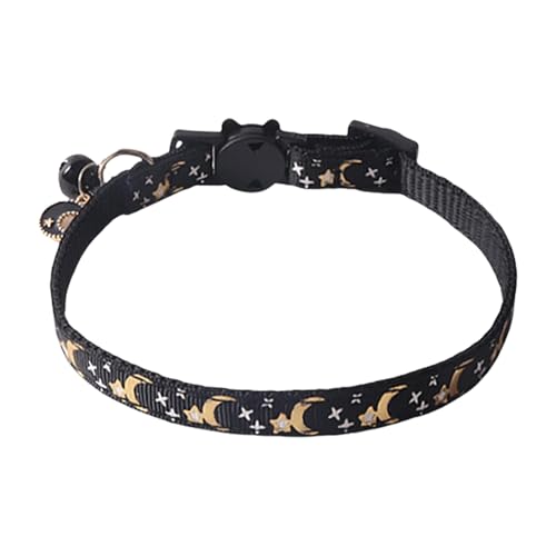Katzenhalsbänder in Mond- und Sternform, abnehmbares Katzenhalsband - Haustierartikel mit Stern und Mond | Bequemes verstellbares Katzenhalsband aus Nylon mit Glöckchen Paar von Genérico