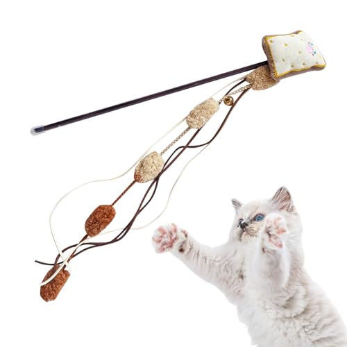 Katzenspielzeug – Thematisches Katzenfutter, interaktiver Stab für Katzen mit Quasten und Glocke für Spiel im Innen- und Außenbereich, Langeweile und Jagdübung von Genérico
