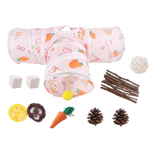 Meerschweinchen-Tunnel | 3-Wege-Tunnel zum Anbringen von Spielzeug | Playground Hamsterkäfigröhrchen | lustiger Tunnellebensraum mit interaktiven Bällen | Anreicherungsspielzeug zum Klettern von Genérico