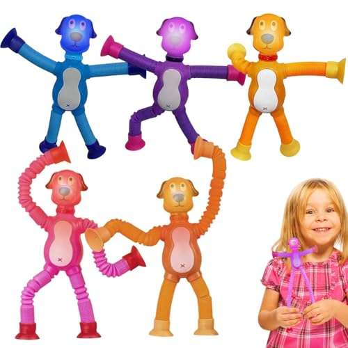 POG POMPLE STREMA Tube - Sensorisches Spielzeug mit Teleskop-Saugbecher für Kinder, LED Light Up Stretchable Tube | wechselnde Partybevorzugungen, lustige Belohnung ist von Genérico