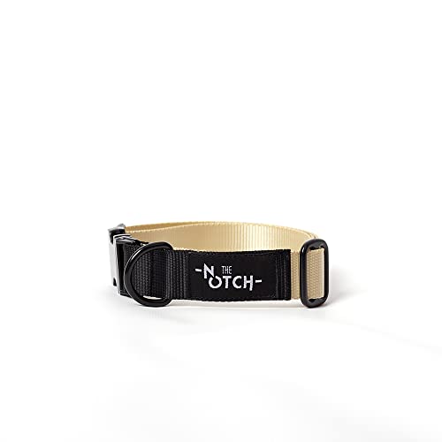 Recyceltes Polyester, Hundehalsband, verstellbar, für Training, handgefertigt, Metallzubehör, The Notch Brand. (M (30-46 cm), Gold-Schwarz) von Genérico