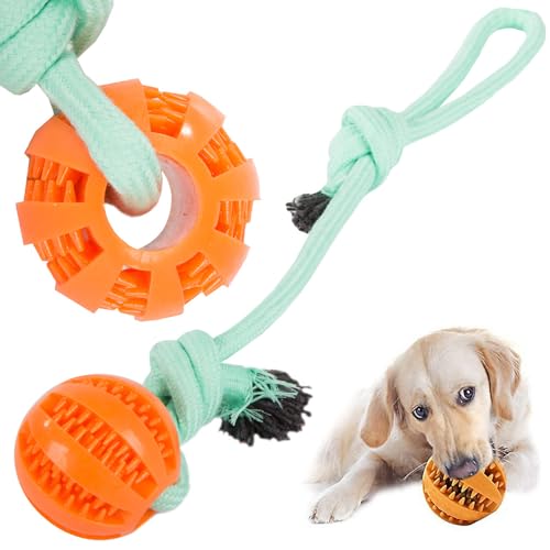 Spiel Hunde Ball mit strapazierfähigem Seil, geeignet für mittelgroße Hunde, kleine Beißen, Training, Reinigung von Zähnen, Spiel Hund Hund Welpen, (Seil Ball Leckerlis 43cm) von Generico
