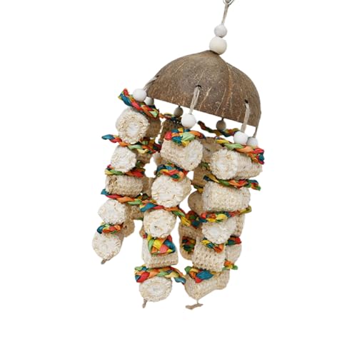 Spielzeug für Wellensittiche, Zubehör für den Vogelkäfig, natürliches Maishaus mit Kokosnussschale für Vögel, Spielzeug zum Aufhängen des Vogelhauses, Kauspielzeug Spielzeug für Wellensittiche, Zubehör für den Vogelkäfig, natürliches Maishaus mit Kokosnussschale für Vögel, Spielzeug zum Aufhängen des Vogelhauses, Kauspielzeug von Genérico