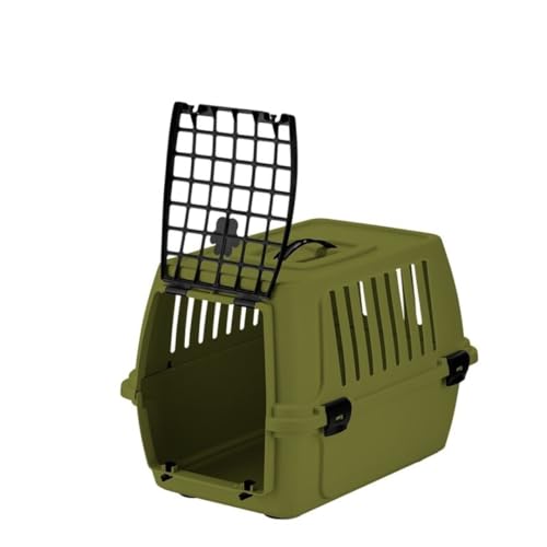 Transportbox für Katzen oder kleine Hunde, Versand 24 Stunden – Bequeme Hundehütte für den Transport von Haustieren im Zug, Auto und Flugzeug | 46 x 32 x 34 cm | leicht und robust (grün) von Genérico