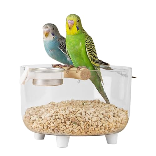 Vogel-Kleiderbügelhalter – Tragbarer Vogeltrainingsständer | Futterschale aus Edelstahl | Papageienset | Play-Play-Play-Play für Papageien für Wellensittiche von Genérico