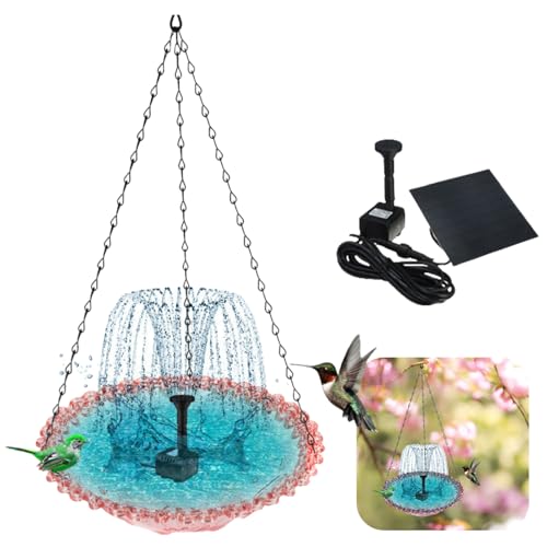 Vogelbad zum Aufhängen für den Außenbereich - Vogelschale | Solarbrunnen für Vögel im Garten | Solarbrunnen für Vögel | Vogelanhänger zur Dekoration von Garten, Hof und (Rosa) von Genérico