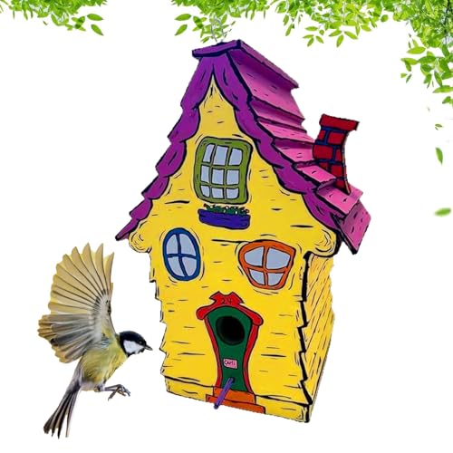 Vogelhaus, handgefertigt, aus Holz, buntes Vogelhaus aus Holz, Gartendekoration, Nester für Meisen in Gärten, Terrassen und Terrassen Vogelhaus, handgefertigt, aus Holz, buntes Vogelhaus aus Holz, Gartendekoration, Nester für Meisen in Gärten, Terrassen und Terrassen von Genérico
