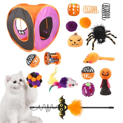 Von Indoor - Halloween Tunnelspielzeug-Set | Halloween Faltbarer quadratischer K Box Kätzchenzubehör mit Federball Von Indoor - Halloween Tunnelspielzeug-Set | Halloween Faltbarer quadratischer K Box Kätzchenzubehör mit Federball von Genérico
