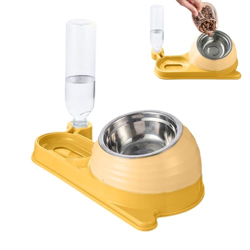 Wassernapf und Katzenfutter, Wassernapf für Tiernahrung – Katzenteller für Futter und Wasser – Automatischer Futterautomat mit geneigter Schnecke, 16 g von Genérico