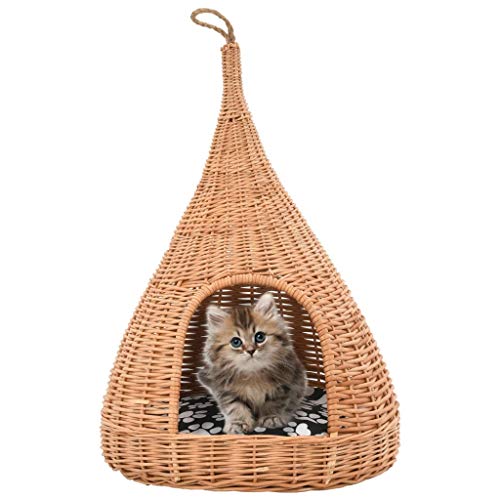 Wenjingqi-170777 Katzenhaus mit Kissen und Tipi-Form, natürliche Weide, 40 x 60 cm Wenjingqi-170777 Katzenhaus mit Kissen und Tipi-Form, natürliche Weide, 40 x 60 cm von Genérico