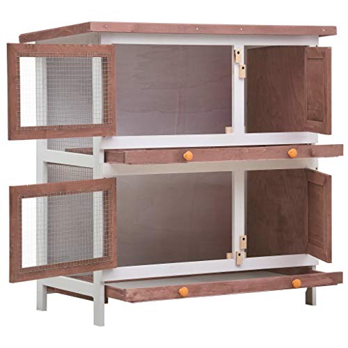 Wenjingqi-170835 Kaninchenstall mit 4 Türen, braunes Holz Wenjingqi-170835 Kaninchenstall mit 4 Türen, braunes Holz von Genérico