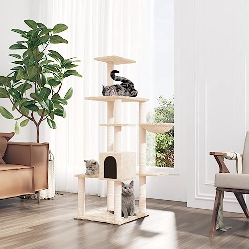 Wenjingqi-171591 Kratzbaum für Katzen, mit Sisalstäben, cremefarben, 142 cm Wenjingqi-171591 Kratzbaum für Katzen, mit Sisalstäben, cremefarben, 142 cm von Genérico