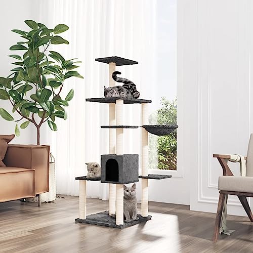 Wenjingqi-171593 Kratzbaum für Katzen mit Sisalstäben, dunkelgrau, 142 cm Wenjingqi-171593 Kratzbaum für Katzen mit Sisalstäben, dunkelgrau, 142 cm von Genérico