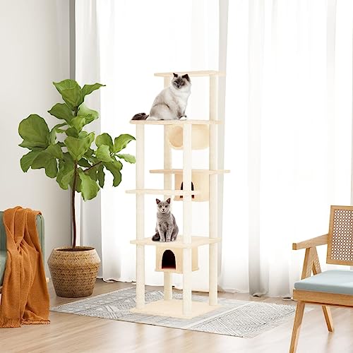 Wenjingqi-171672 Kratzbaum für Katzen, mit Sisalstäben, cremefarben, 169 cm Wenjingqi-171672 Kratzbaum für Katzen, mit Sisalstäben, cremefarben, 169 cm von Genérico