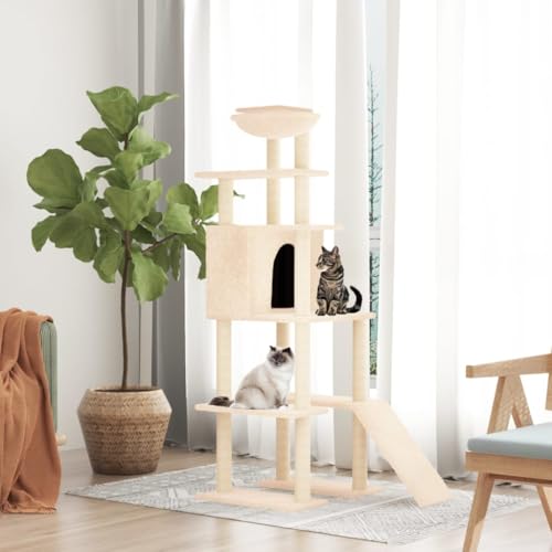 Wenjingqi-171681 Kratzbaum für Katzen, mit Sisalstäben, cremefarben, 166 cm Wenjingqi-171681 Kratzbaum für Katzen, mit Sisalstäben, cremefarben, 166 cm von Genérico