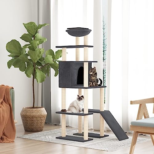 Wenjingqi-171683 Kratzbaum für Katzen mit Sisalstäben, dunkelgrau, 166 cm Wenjingqi-171683 Kratzbaum für Katzen mit Sisalstäben, dunkelgrau, 166 cm von Genérico