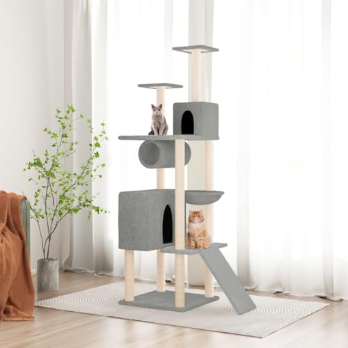 Wenjingqi-171700 Kratzbaum für Katzen mit Sisalstämmen, hellgrau, 168 cm Wenjingqi-171700 Kratzbaum für Katzen mit Sisalstämmen, hellgrau, 168 cm von Genérico