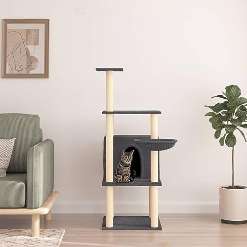Wenjingqi-171728 Kratzbaum für Katzen mit Sisalstäben, dunkelgrau, 132 cm Wenjingqi-171728 Kratzbaum für Katzen mit Sisalstäben, dunkelgrau, 132 cm von Genérico