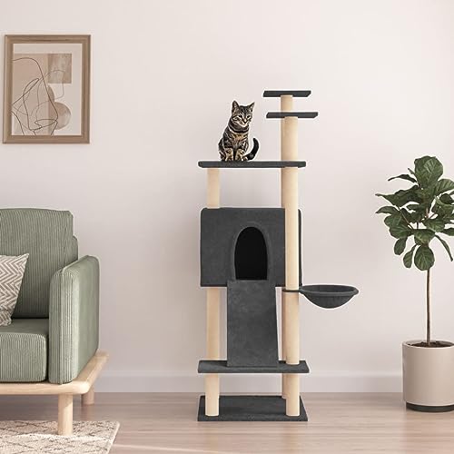 Wenjingqi-171752 Kratzbaum für Katzen mit Sisalstäben, dunkelgrau, 153 cm Wenjingqi-171752 Kratzbaum für Katzen mit Sisalstäben, dunkelgrau, 153 cm von Genérico