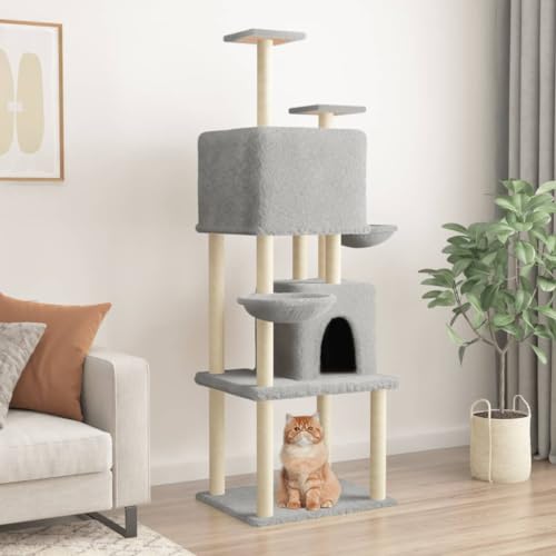 Wenjingqi-172032 Kratzbaum für Katzen, mit Sisalstäben, hellgrau, 180 cm Wenjingqi-172032 Kratzbaum für Katzen, mit Sisalstäben, hellgrau, 180 cm von Genérico