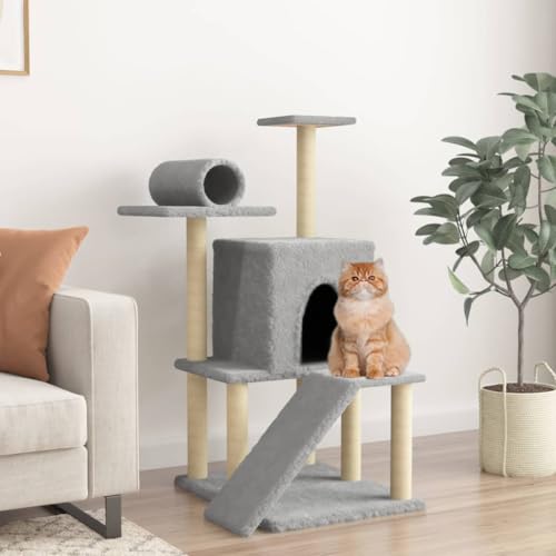 Wenjingqi-172062 Kratzbaum für Katzen mit Sisalstämmen, hellgrau, 110,5 cm Wenjingqi-172062 Kratzbaum für Katzen mit Sisalstämmen, hellgrau, 110,5 cm von Genérico