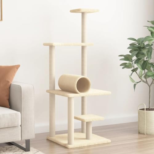 Wenjingqi-172091 Kratzbaum für Katzen mit Sisalstämmen, cremefarben, 136 cm Wenjingqi-172091 Kratzbaum für Katzen mit Sisalstämmen, cremefarben, 136 cm von Genérico