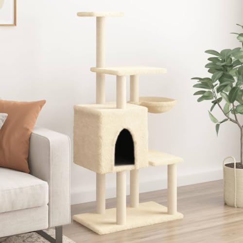 Wenjingqi-172127 Kratzbaum für Katzen, mit Sisalstäben, cremefarben, 131 cm Wenjingqi-172127 Kratzbaum für Katzen, mit Sisalstäben, cremefarben, 131 cm von Genérico