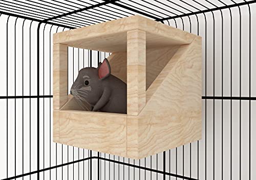 Generiq Cube Chinchilla Haus, Dreiecke & Quadratische Fenster Unterschlupf Versteck Stall Kleintierübung Holz Spielhaus Spielzeug Holz Spielspielzeug von Generiq
