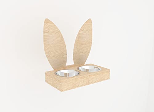 Generiq Hasenohren-Design Heu-Futterspender aus Holz für Kleintiere, Buffet von Generiq