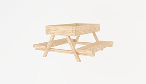 Generiq Hühnerheu-Futterspender Standard Park Picknick Tisch Design Holz Kleintier Buffet von Generiq