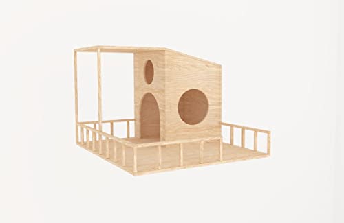 Generiq Kaninchenhaus mit 3 Öffnungen und abgeschrägtem Dach mit Veranda, Versteck für kleine Tiere, Spielhaus, Spielzeug von Generiq